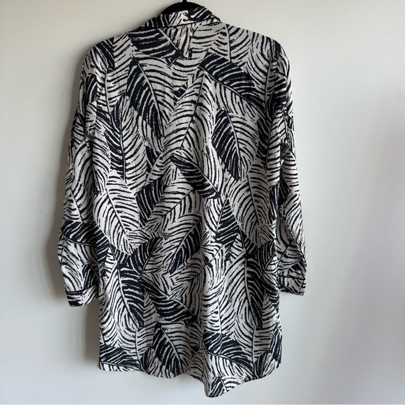 NWOT Cynthia Rowley Sleepwear Palm Print Button Nightshirt Dress Size Medium - Picture 2 of 4